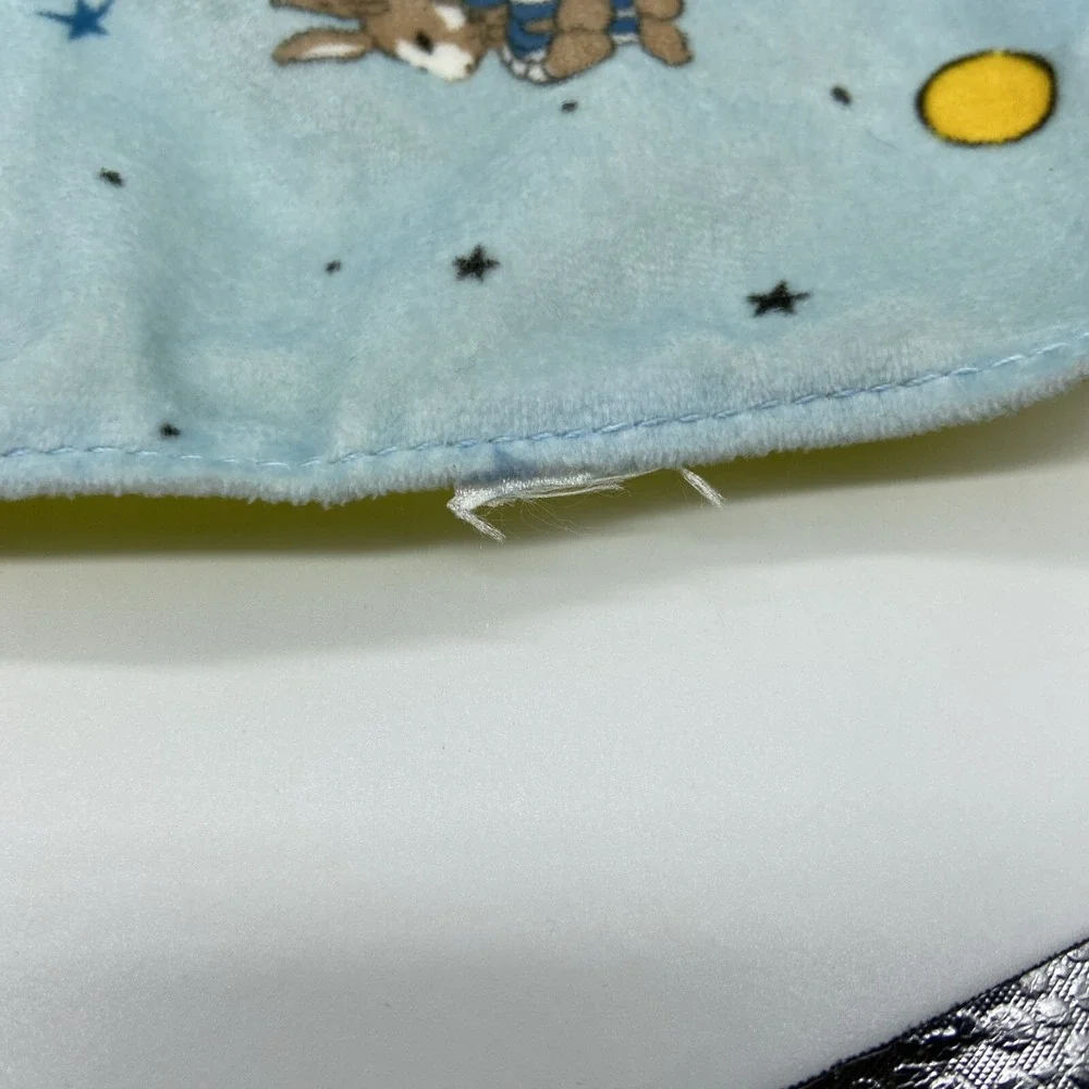 Goodnight‎ Moon Bunny Lovey Security Blanket Blue Yellow Plush Stars Moon Rabbit